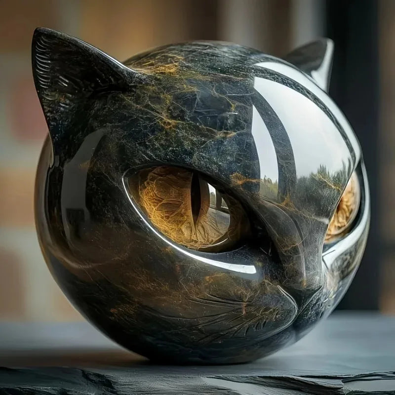 Cat Head Stone Texture Desk Decor