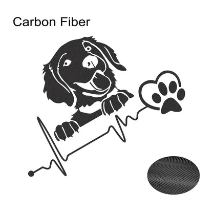 Peeking Dog Heartbeat Car Decal