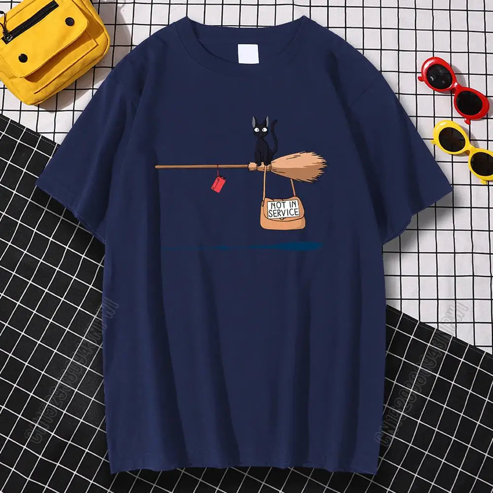 Cat On Magic Broom T Shirt