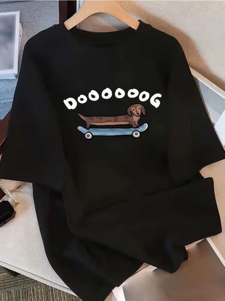 Dachshund Skateboarding Design Shirt