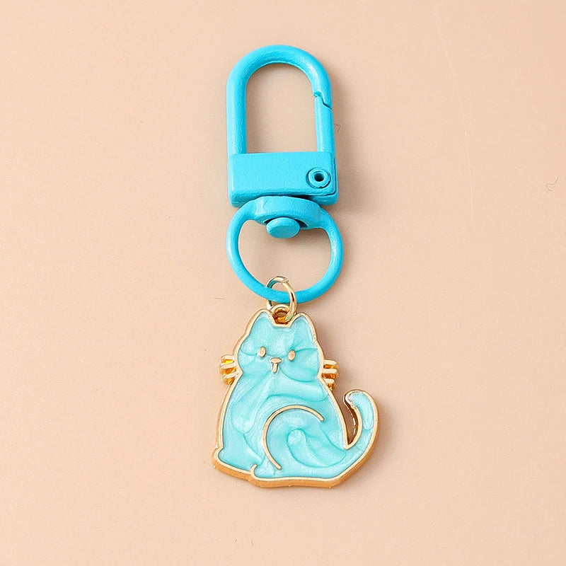 Porte-clés chat en émail mignon