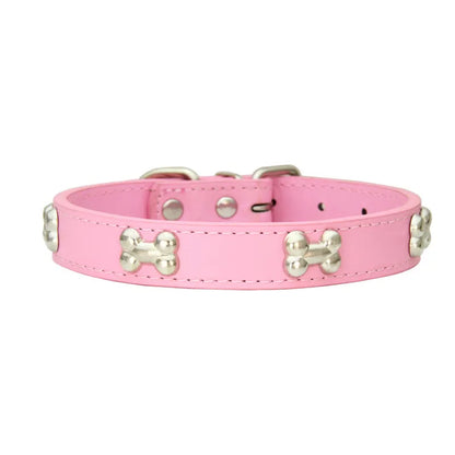 Colorful Dog Collar with Bone Studs