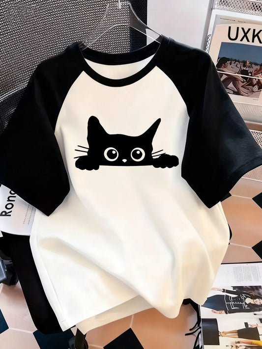 Black Cat Retro T-Shirt