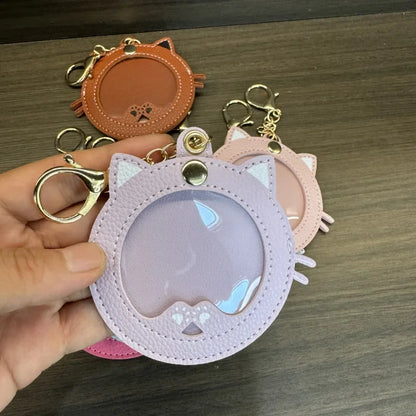 Pendentif de sac photo en cuir chat