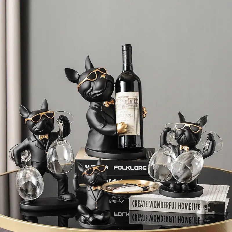 Sophisticated French Bulldog Wine Holder