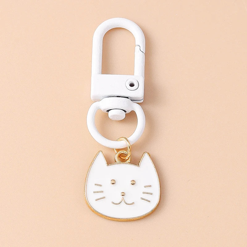 Porte-clés chat en émail mignon