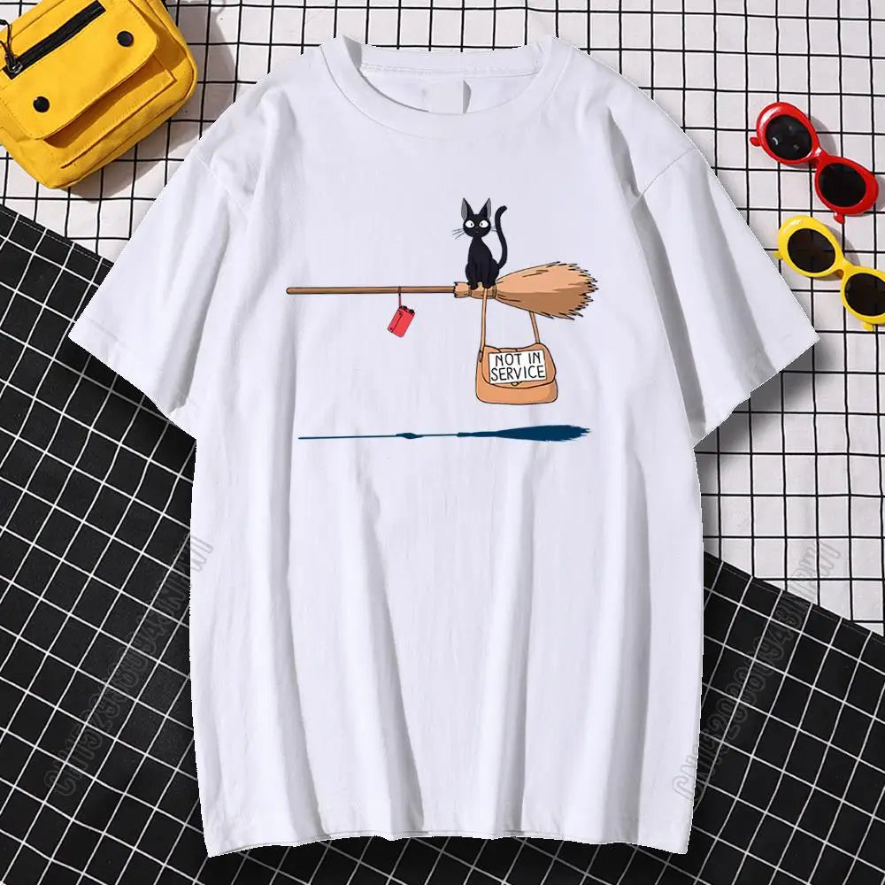 Cat On Magic Broom T Shirt