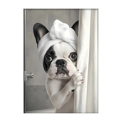 Art mural mignon de serviette de chiens de douche