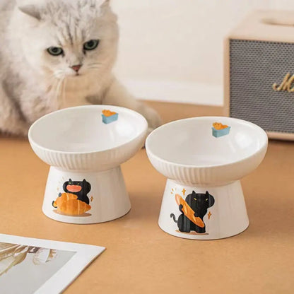 Cute Ceramic Cat Bowl Non-Slip