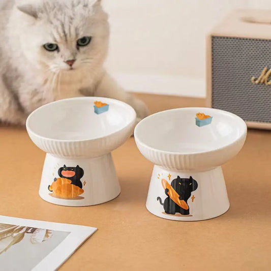 Cute Ceramic Cat Bowl Non-Slip