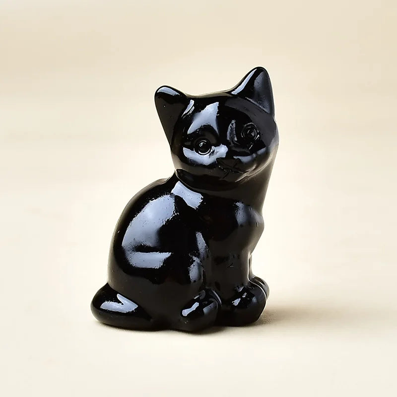 Crystal Carved Cat Decor