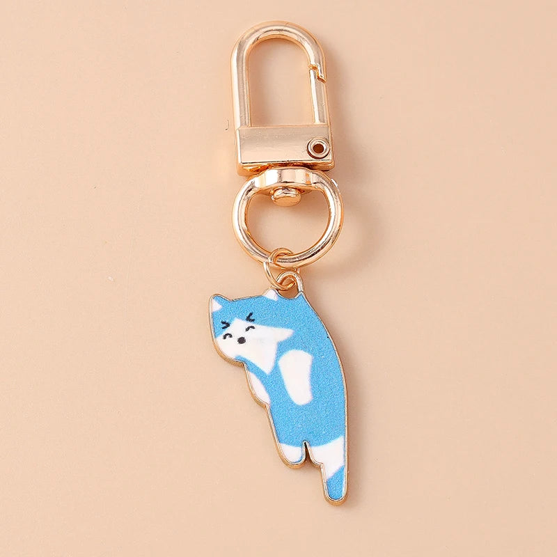 Porte-clés chat en émail mignon