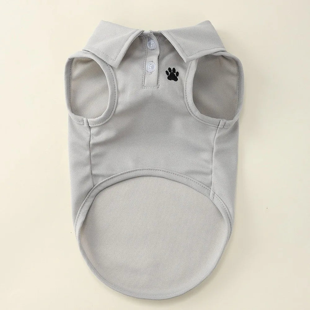 Sleeveless Dog Polo Shirt with Paw Detail