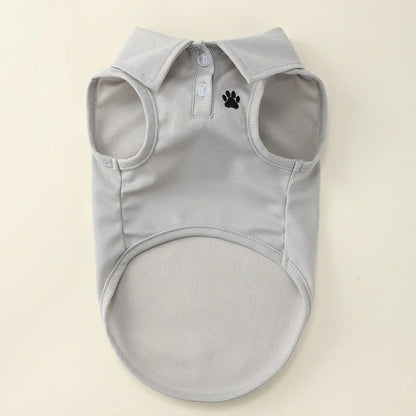 Sleeveless Dog Polo Shirt with Paw Detail