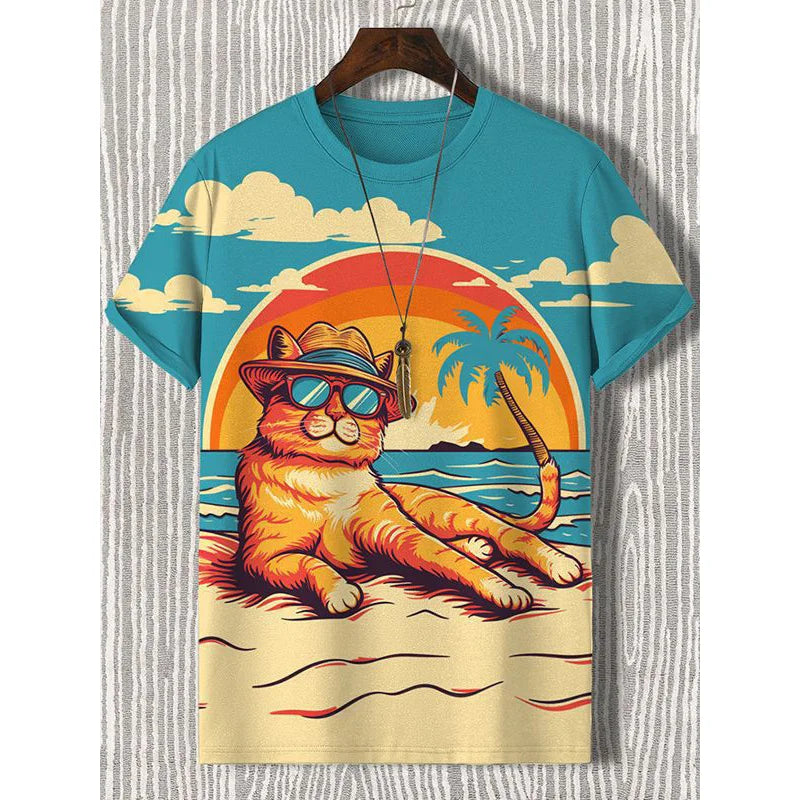 3D Cartoon Cat Animal T-Shirt