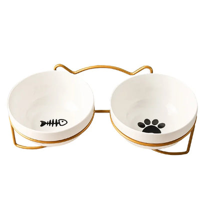 Double Premium Cat Bowl Ceramic