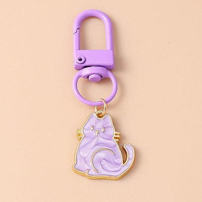 Porte-clés chat en émail mignon
