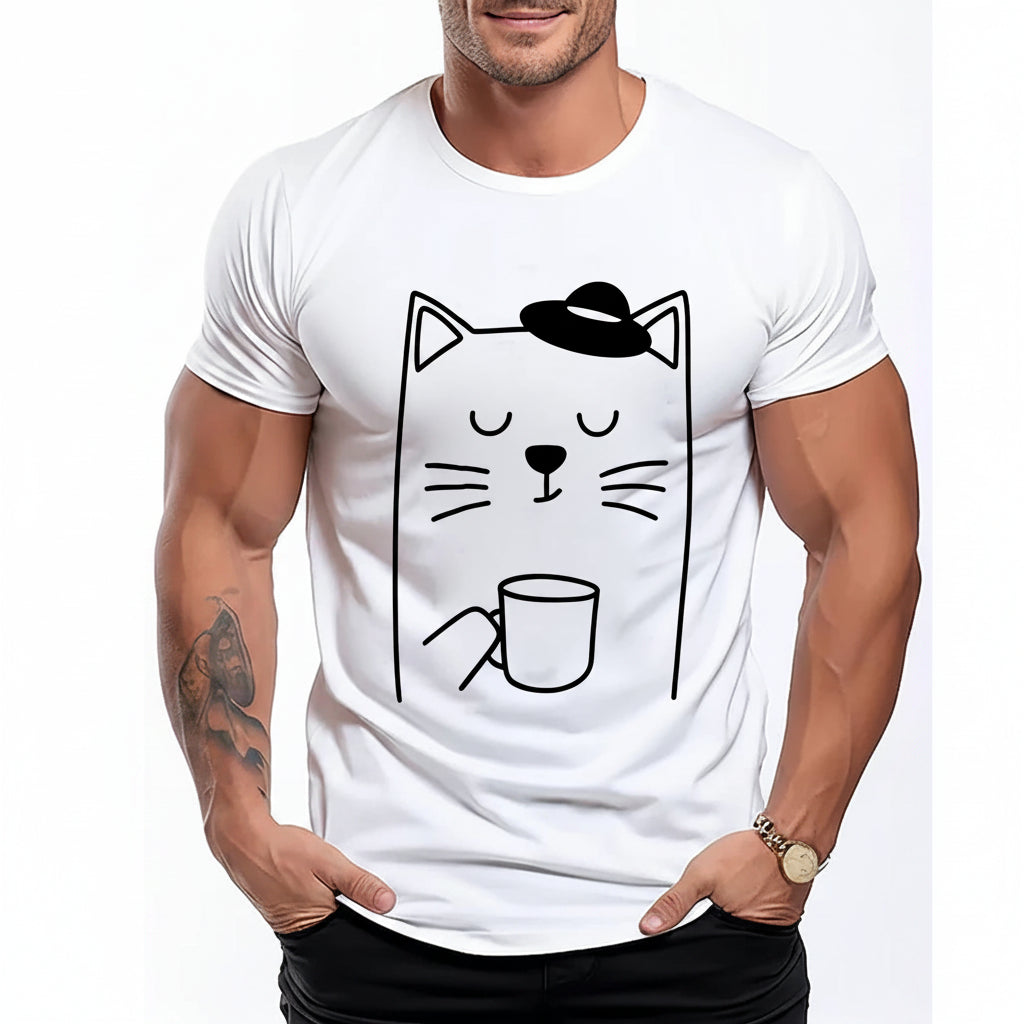 Minimalist Coffee Cat T-Shirt