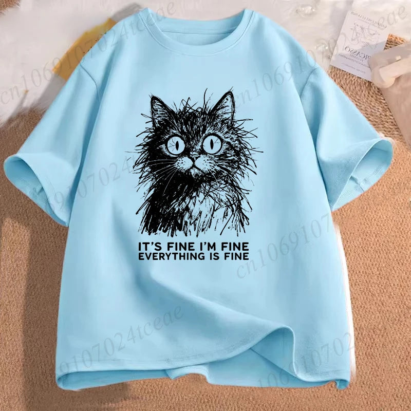 Everything Is Fine Cat T-Shirt