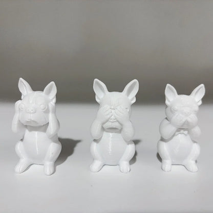 Three Wise French Bulldogs Figurines