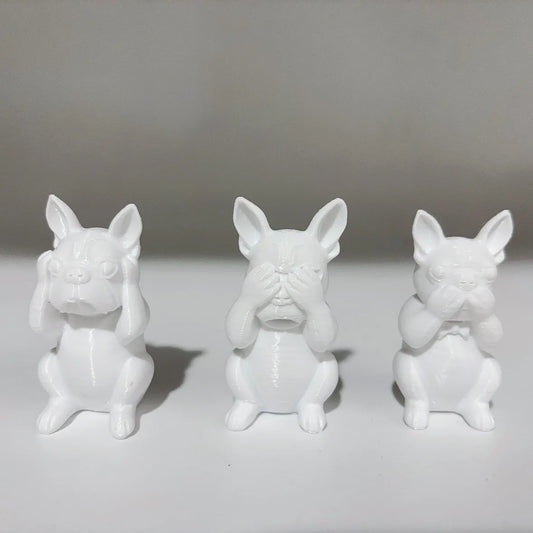 Three Wise French Bulldogs Figurines