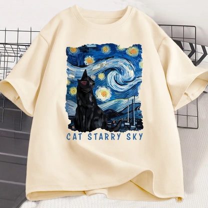 Black Cat "Starry Sky Night" T-Shirt