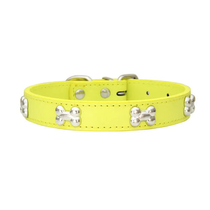 Colorful Dog Collar with Bone Studs
