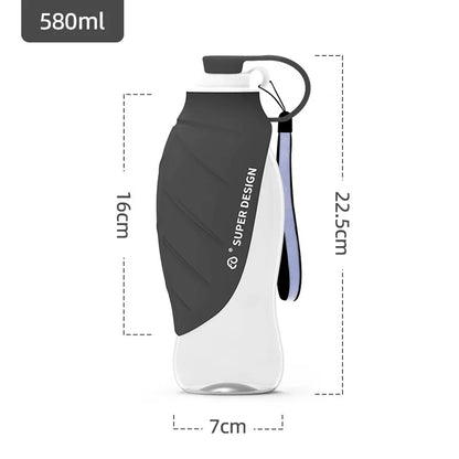 580 ml Portable Dog Water Bottle with Fold-Out Drinking Bowl