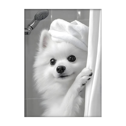 Art mural mignon de serviette de chiens de douche