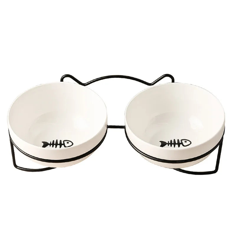 Double Premium Cat Bowl Ceramic