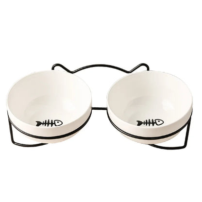 Double Premium Cat Bowl Ceramic