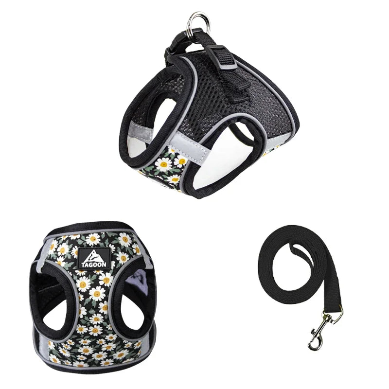 Floral Reflective Cat Harness Set