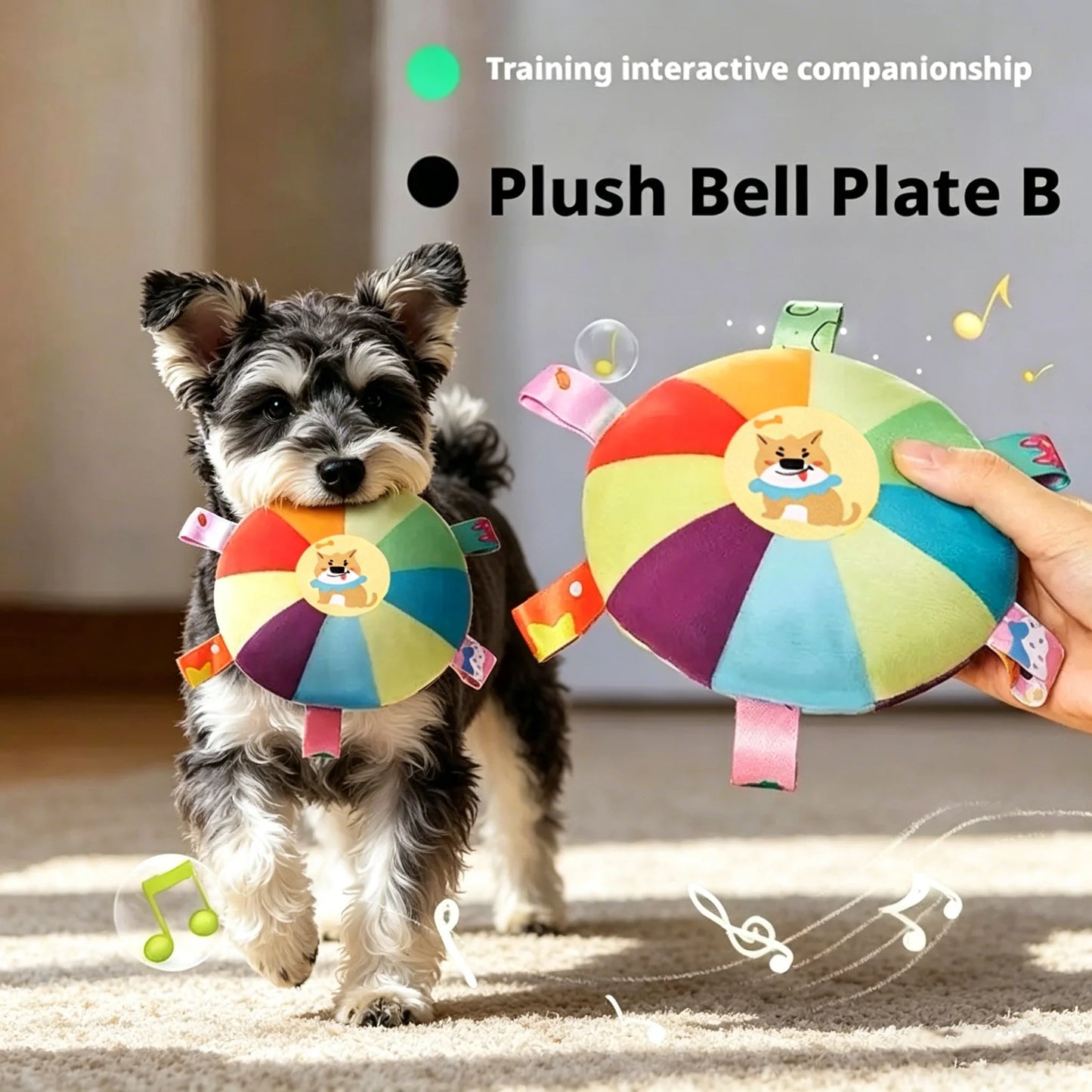 Rainbow Plush Bell Disc Dog Toy