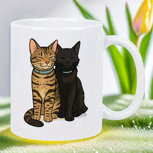 Cute Cat Duo Ceramic White Mug