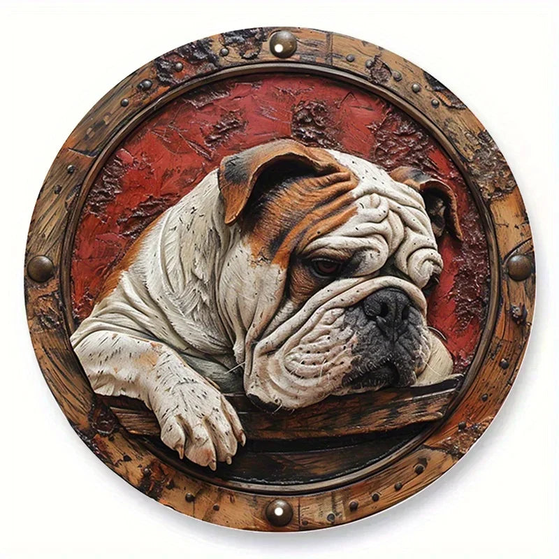 Plaques circulaires de portrait de chien de style vintage