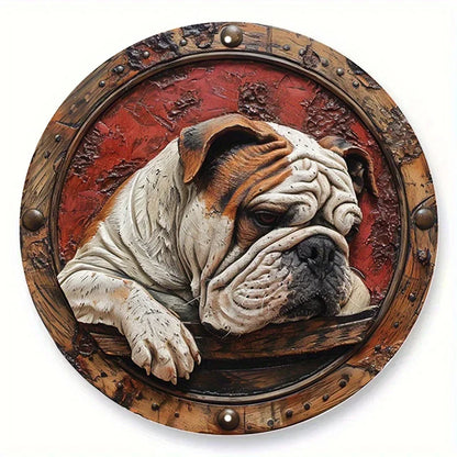 Plaques circulaires de portrait de chien de style vintage