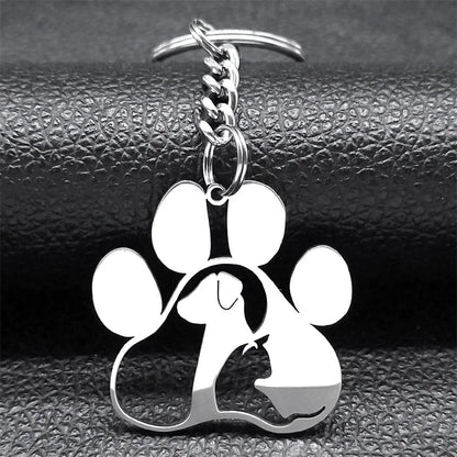 Porte-clés à empreinte de patte de chien