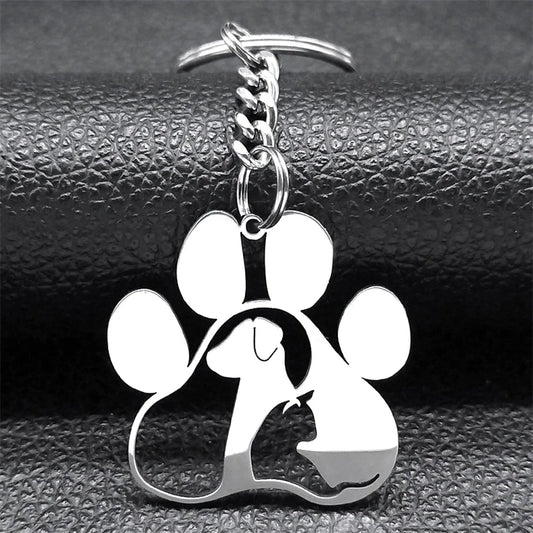 Porte-clés à empreinte de patte de chien