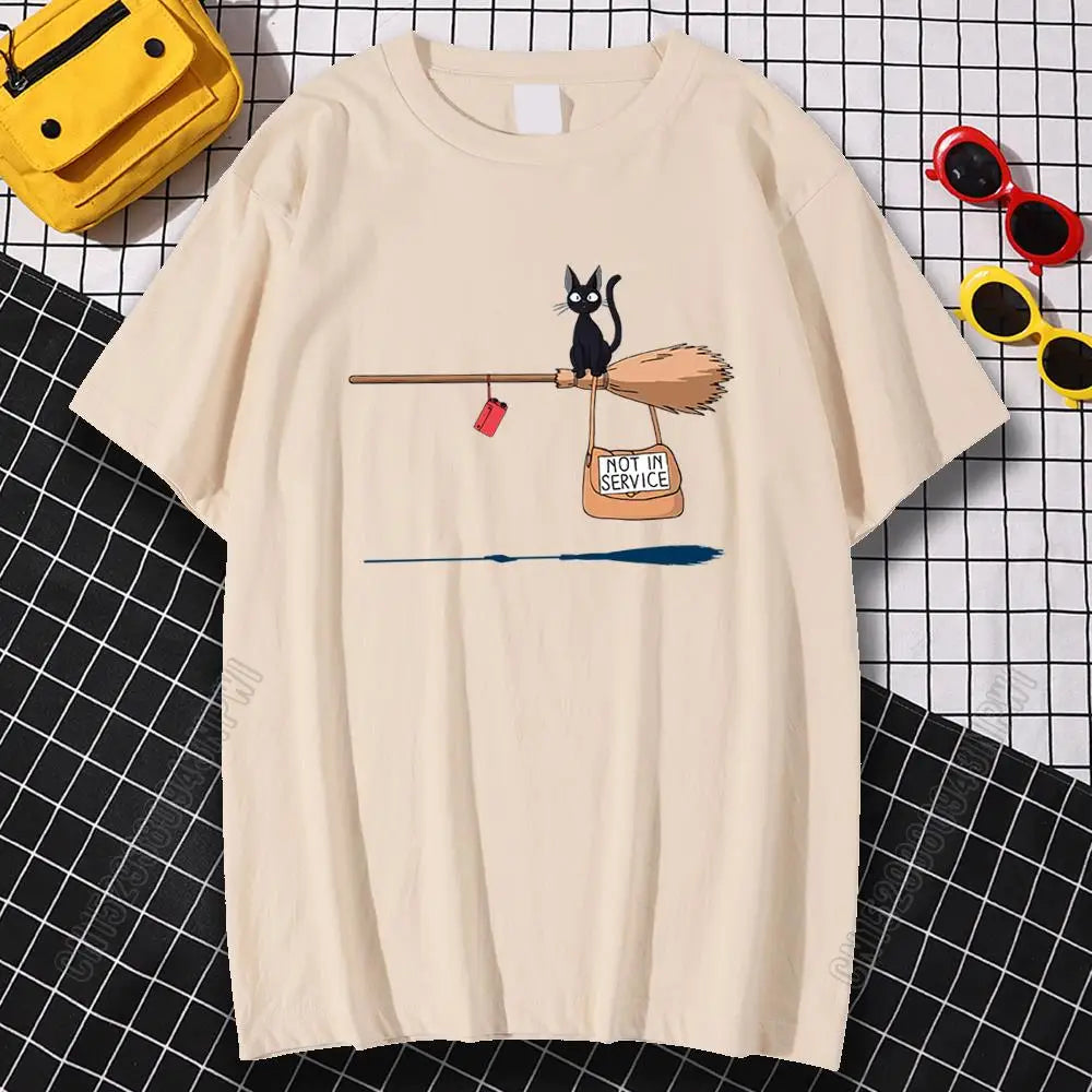 Cat On Magic Broom T Shirt
