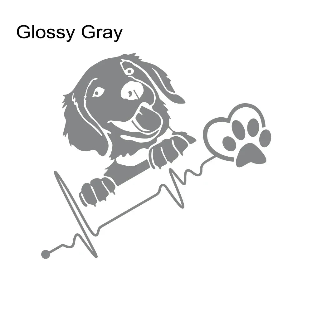 Peeking Dog Heartbeat Car Decal