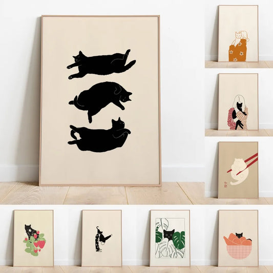 Minimalist Cat Wall Art Poster