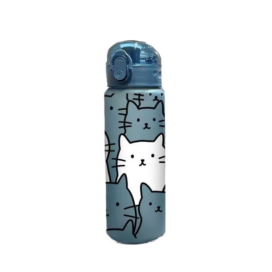Cartoon Cat Print Water Bottle