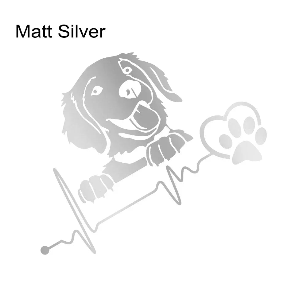 Peeking Dog Heartbeat Car Decal