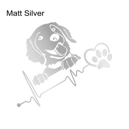 Peeking Dog Heartbeat Car Decal