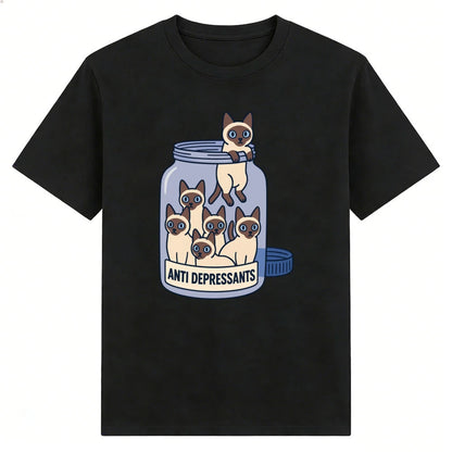Siamese Cat Jar "Anti Depressants" Cotton Shirt