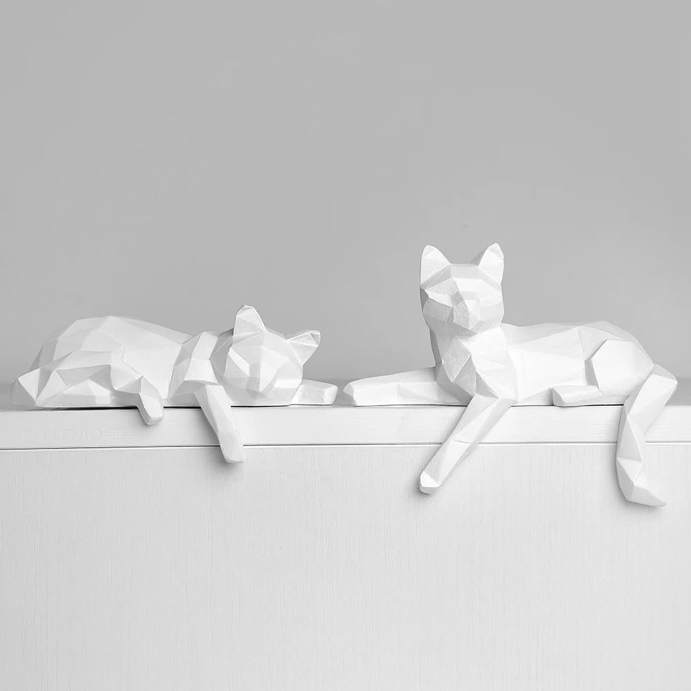Set of Cat Sculptures Geometric