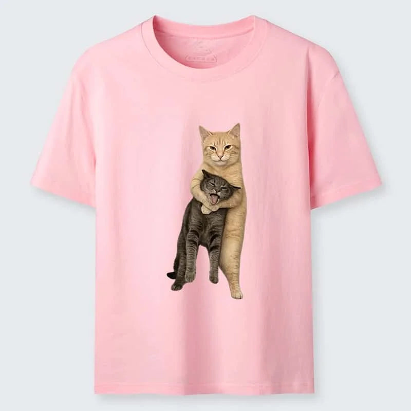 Unisex Hugging Cats Graphic Cotton T-Shirt