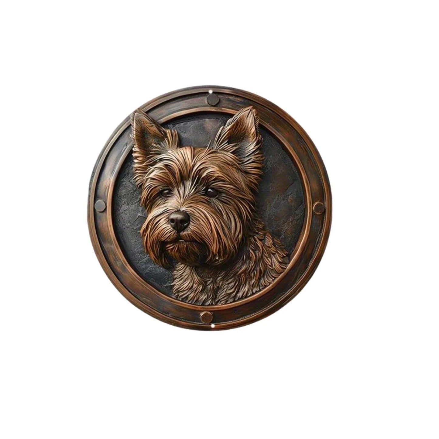 Plaques circulaires de portrait de chien de style vintage