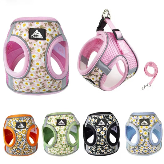 Floral Reflective Cat Harness Set