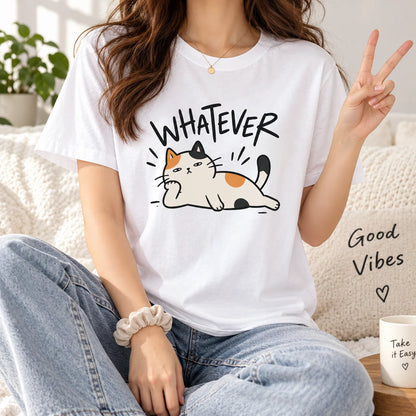 Women's Whatever Lazy Cat Cotton T-Shirt